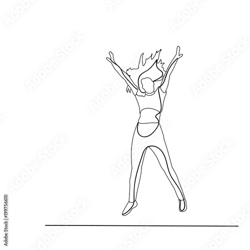 isolated sketch of a girl jumping