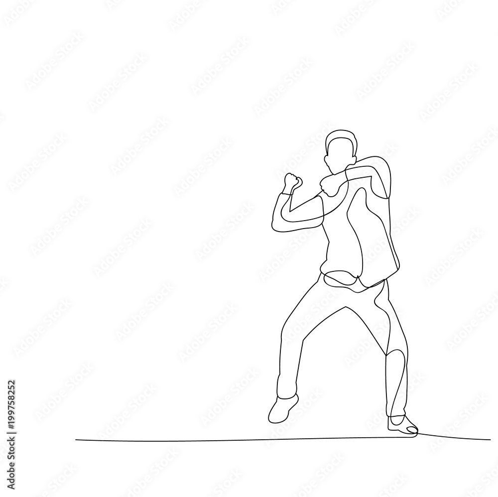 vector, isolated sketch of man dancing