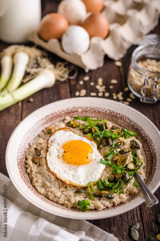 oatmeal salty with spring onion and egg oatmeal salty with spring onion and egg