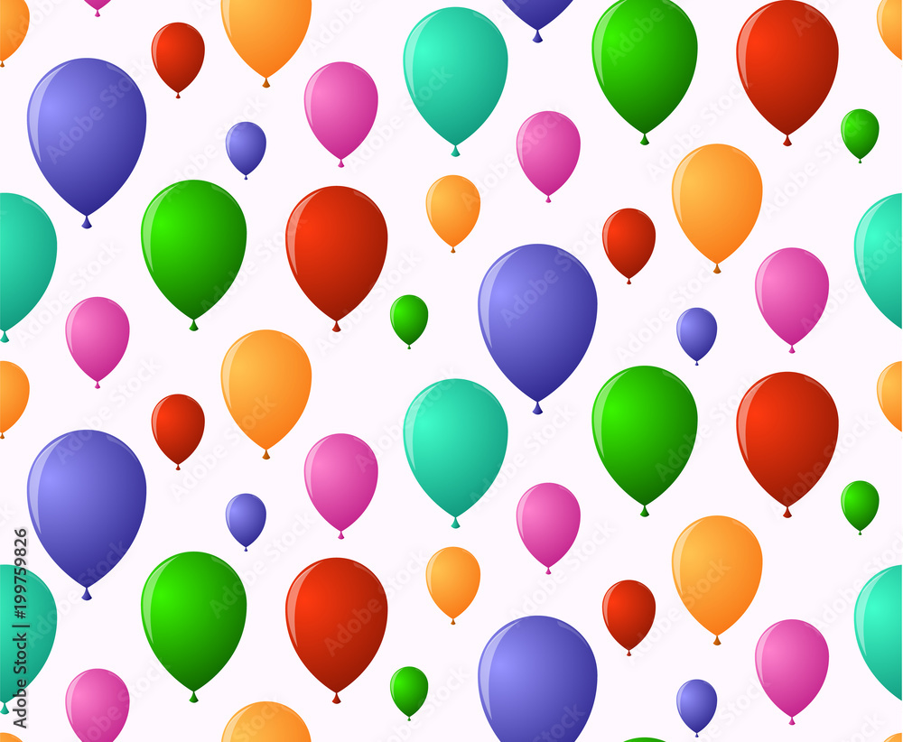 Rainbow holiday pattern of merry balloons flying skyward Rainbow holiday pattern of merry balloons flying skyward