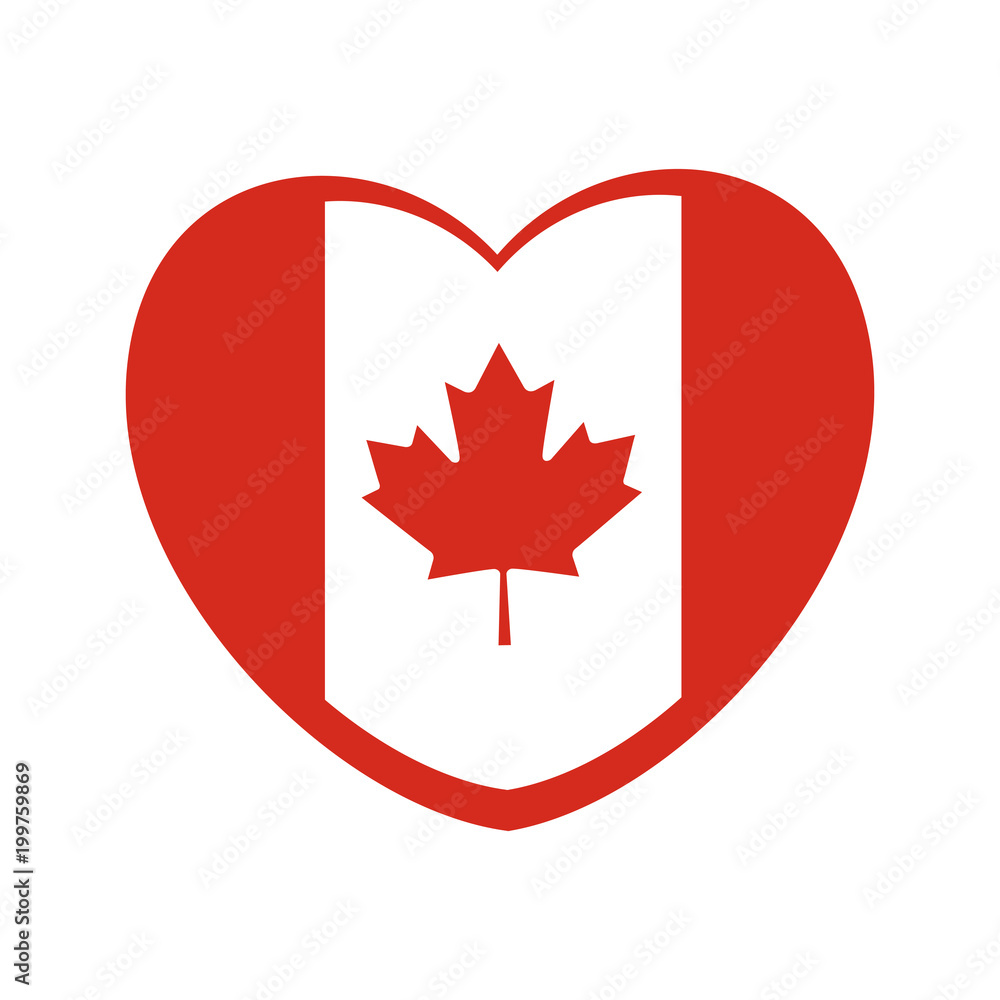 Heart shaped Canada flag. Vector illustration. Heart shaped Canada flag. Vector illustration.
