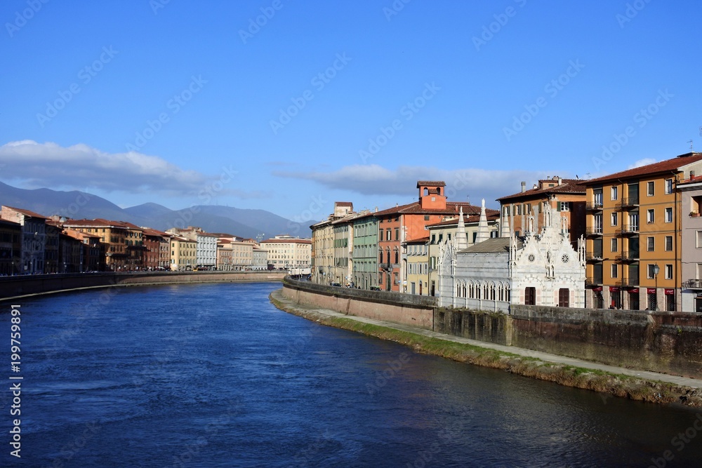 the Arno river in Pisa, Italy