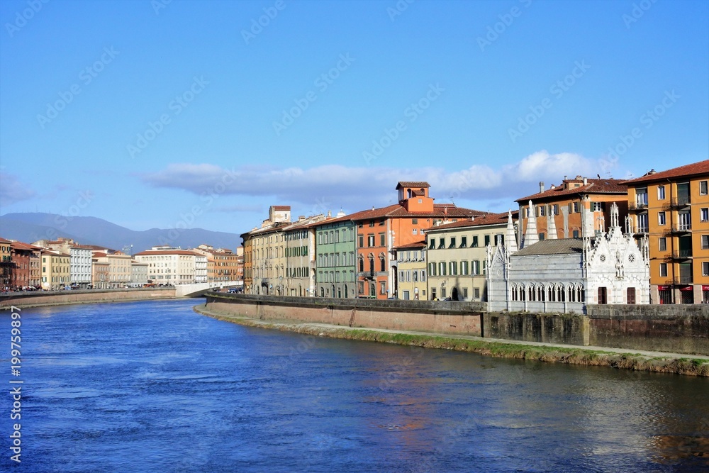 the Arno river in Pisa, Italy