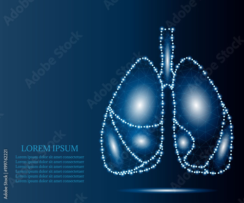 human lungs, polygon, blue stars 3
