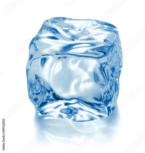 single ice cube isolated on white background