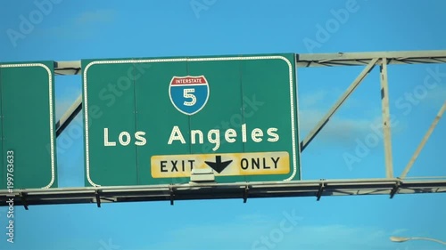 Professional video of Los Angeles Hollywood 5 fwy sign in slow motion 120fps