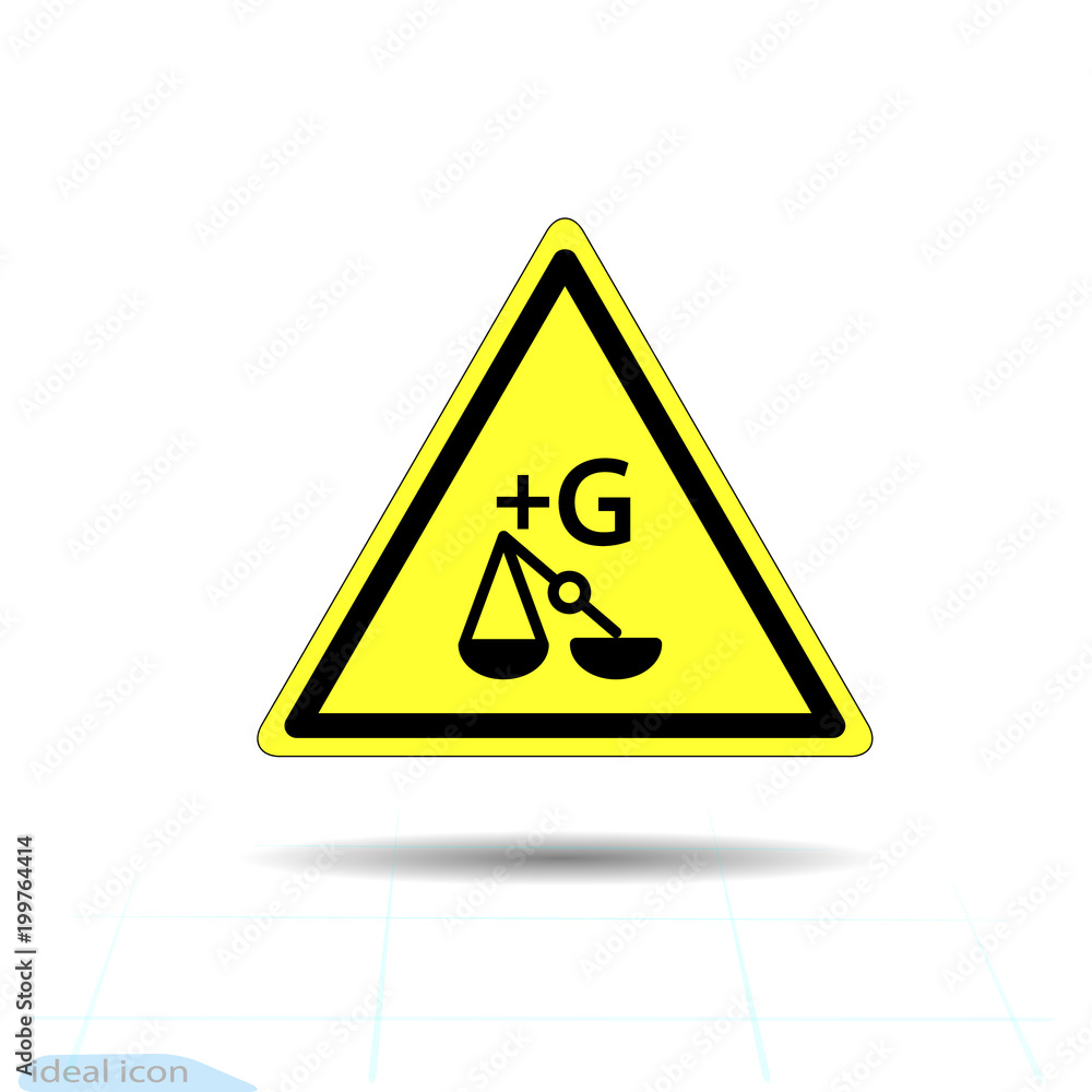 Hazard warning increasing the force of gravity, enhance gravity sign. Vector illustration, EPS10 Hazard warning increasing the force of gravity, enhance gravity sign. Vector illustration, EPS10