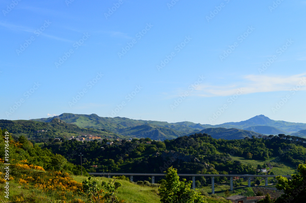 Panorama of the Mountains Around Nicosia, Enna, Sicily, Italy