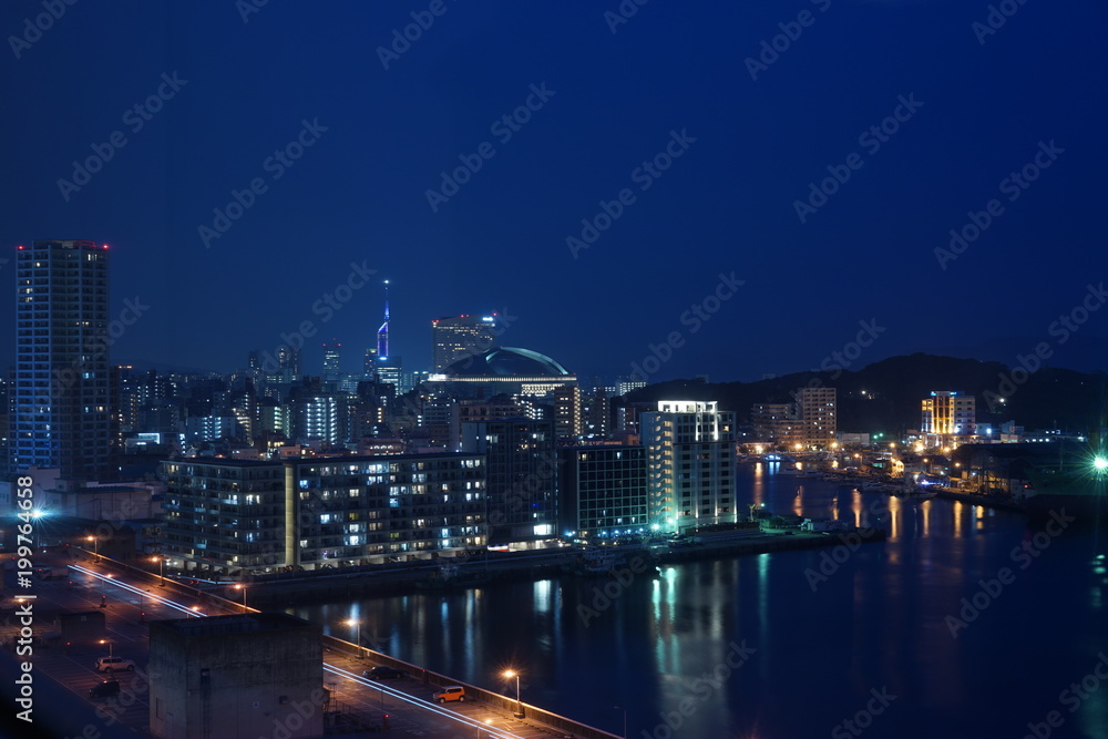 福岡市中央区の夜景都市風景 福岡市中央区の夜景都市風景