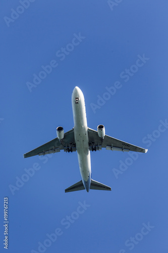 Commercial Jet in Blue Sky