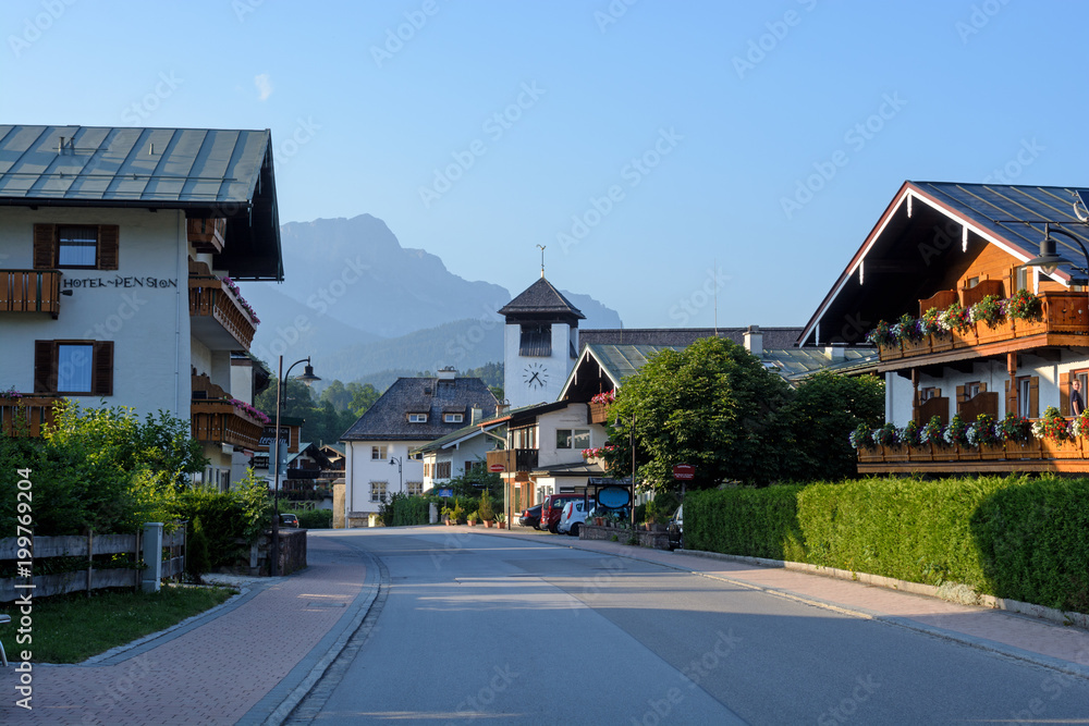 Fototapeta premium Typical alpine village street in Germany