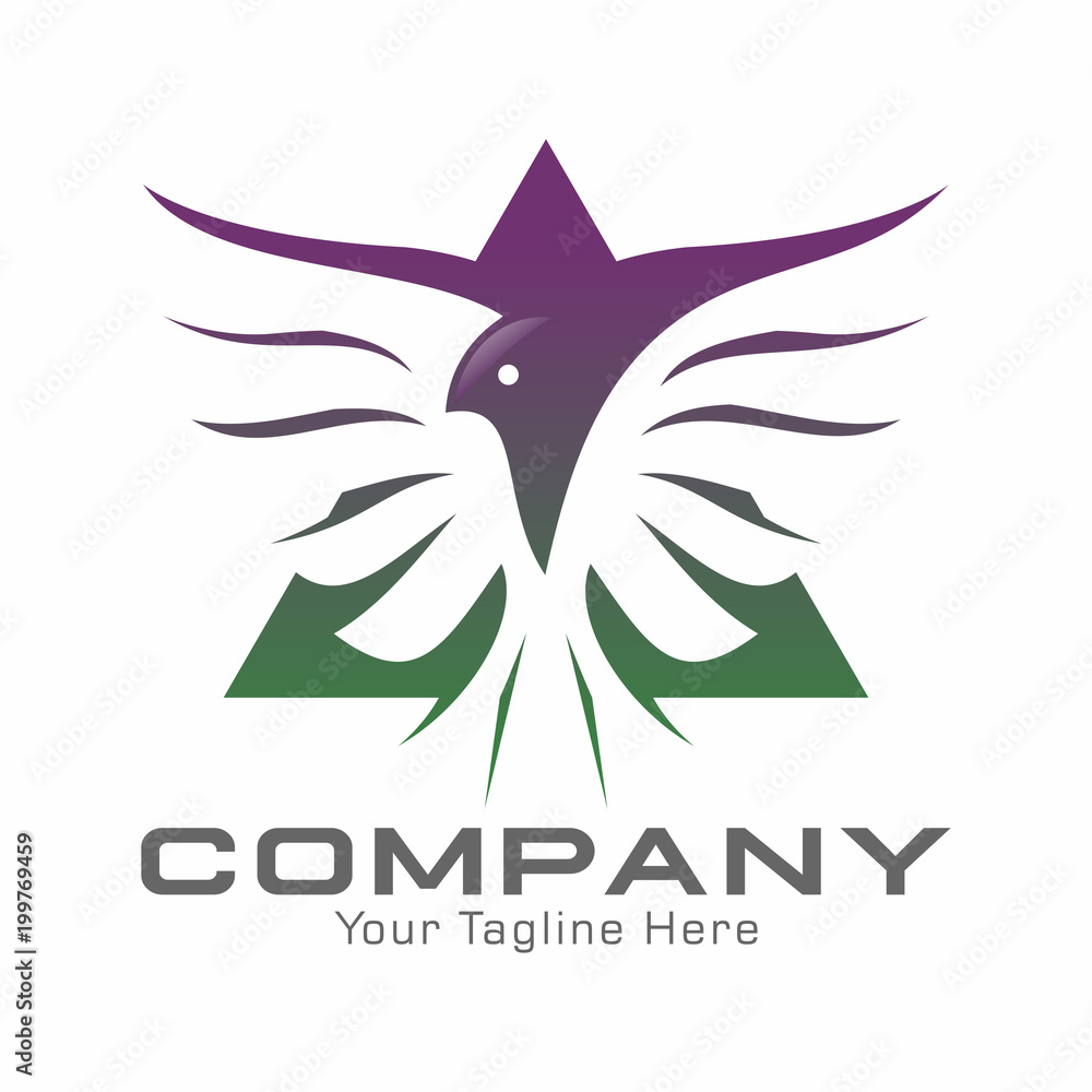 Obraz premium Eagle and Triangle Logo Vector Template