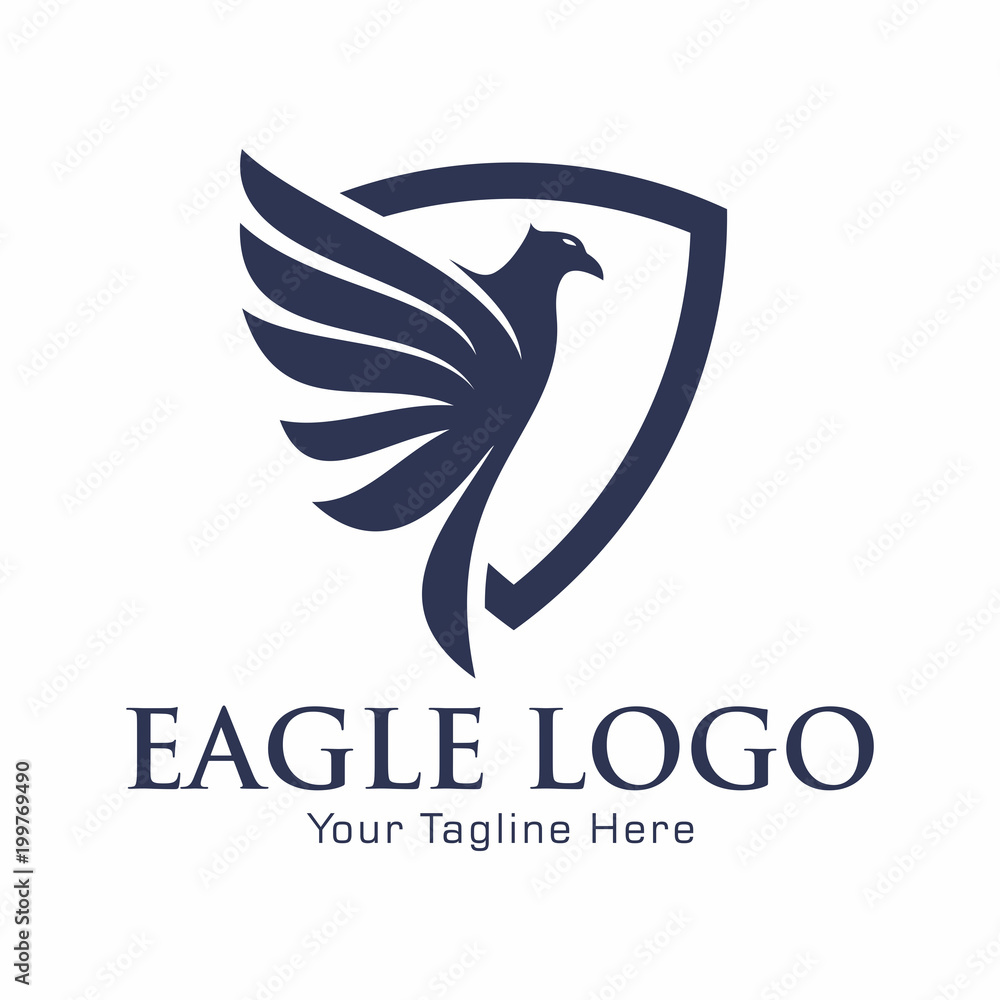 Naklejka premium Eagle and Shield Logo Vector Template