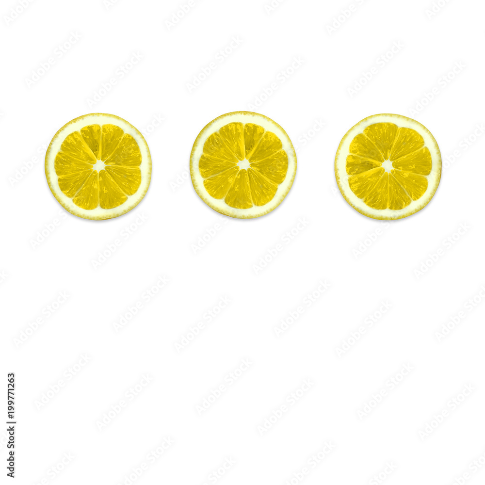 Lemon Top view Photo mockup with three halves of ripe lemons lying in a row on white background Design template with copy space Flat lay Lemon Top view Photo mockup with three halves of ripe lemons lying in a row on white background Design template with copy space Flat lay