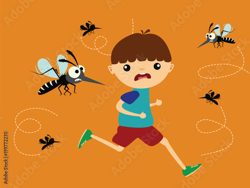 children running out of mosquito hunting group