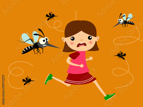 children running out of mosquito hunting group