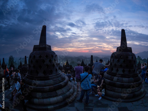 The Borobudur temple at sunrise