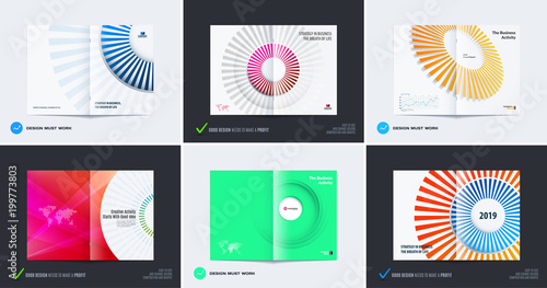 Abstract brochure design, modern catalog, centerfold cover, flyer in A4 with colourful rays,