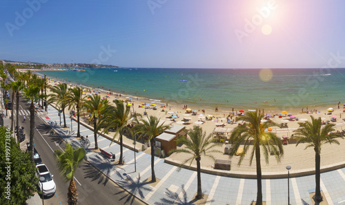 Photography View of Salou Platja Llarga Beach in Spain during sunny day