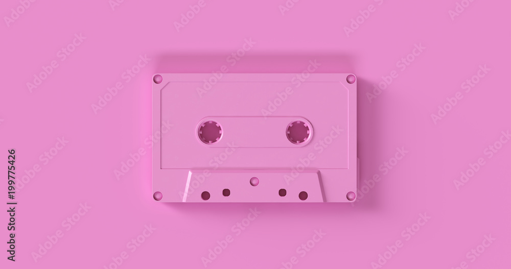 Fototapeta premium Pink Cassette Tape 3d illustration