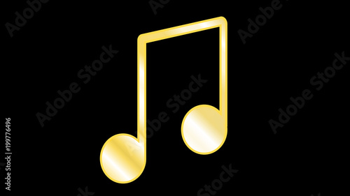 golden yellow ribbing or knitting, fatty lines connecting the musical notes when grouping notes inside the bars isolated on a black background, musical icons. Vector illustration