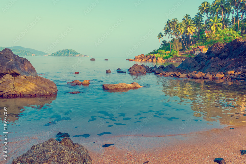 a place for rest and relaxation - a beach in South Goa. Tinted.