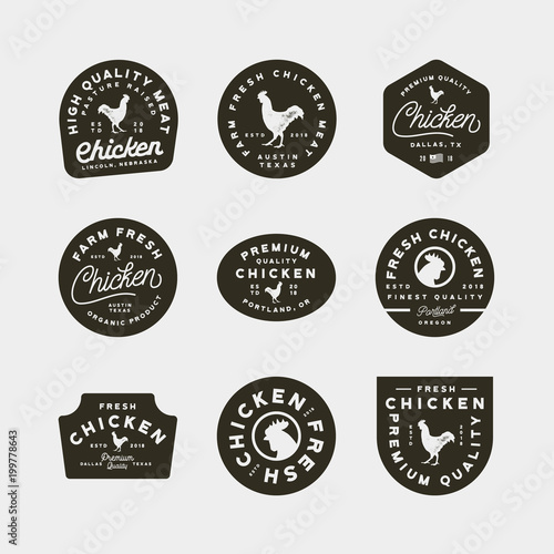 set of premium fresh chicken meat labels. vector illustration