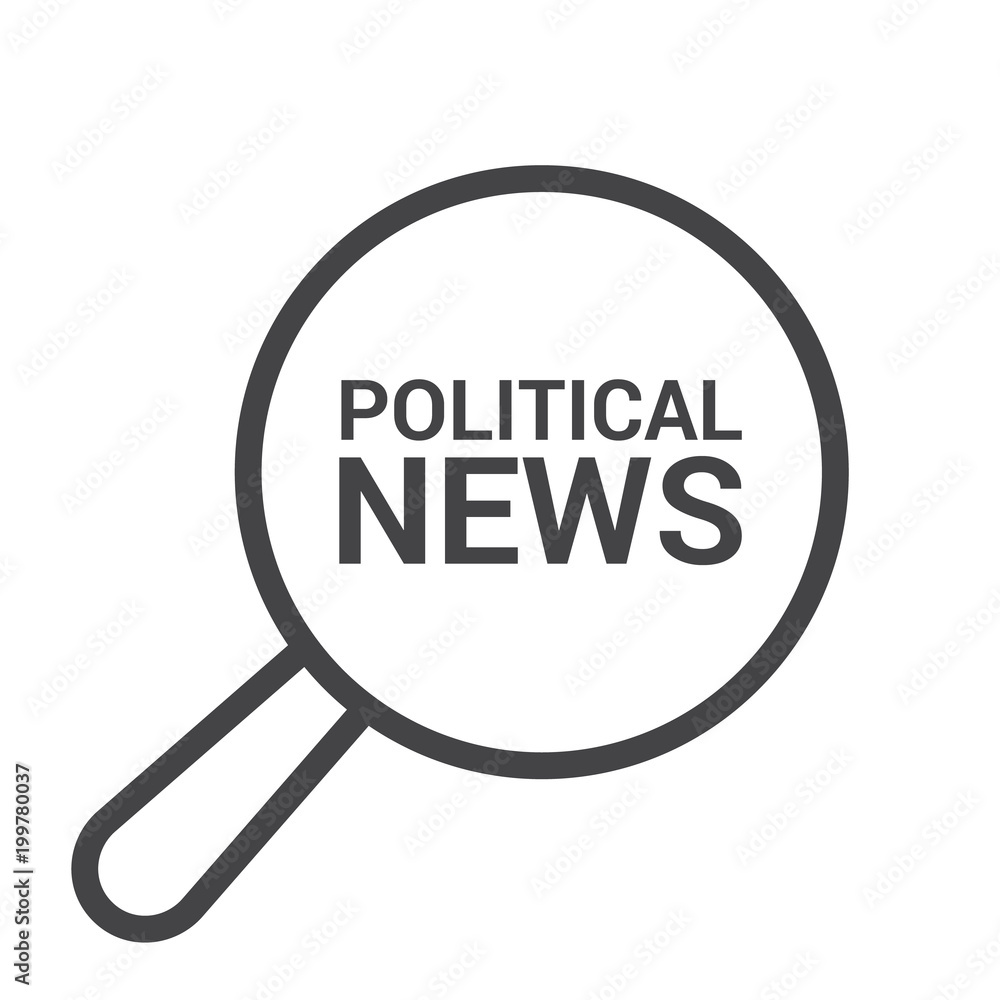 News Concept: Magnifying Optical Glass With Words Political News News Concept: Magnifying Optical Glass With Words Political News