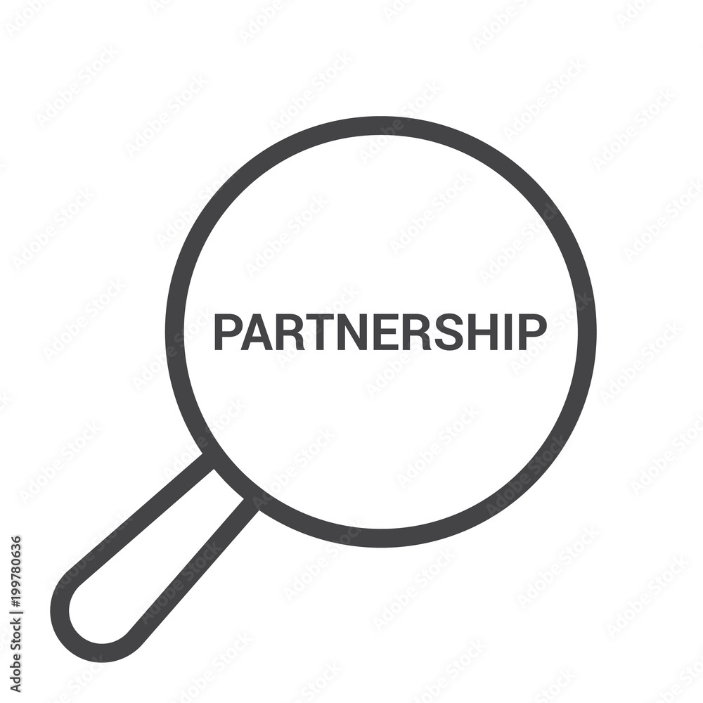 Finance Concept: Magnifying Optical Glass With Words Partnership Finance Concept: Magnifying Optical Glass With Words Partnership
