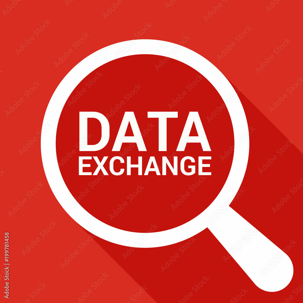 Information Concept: Magnifying Optical Glass With Words Data Exchange Information Concept: Magnifying Optical Glass With Words Data Exchange