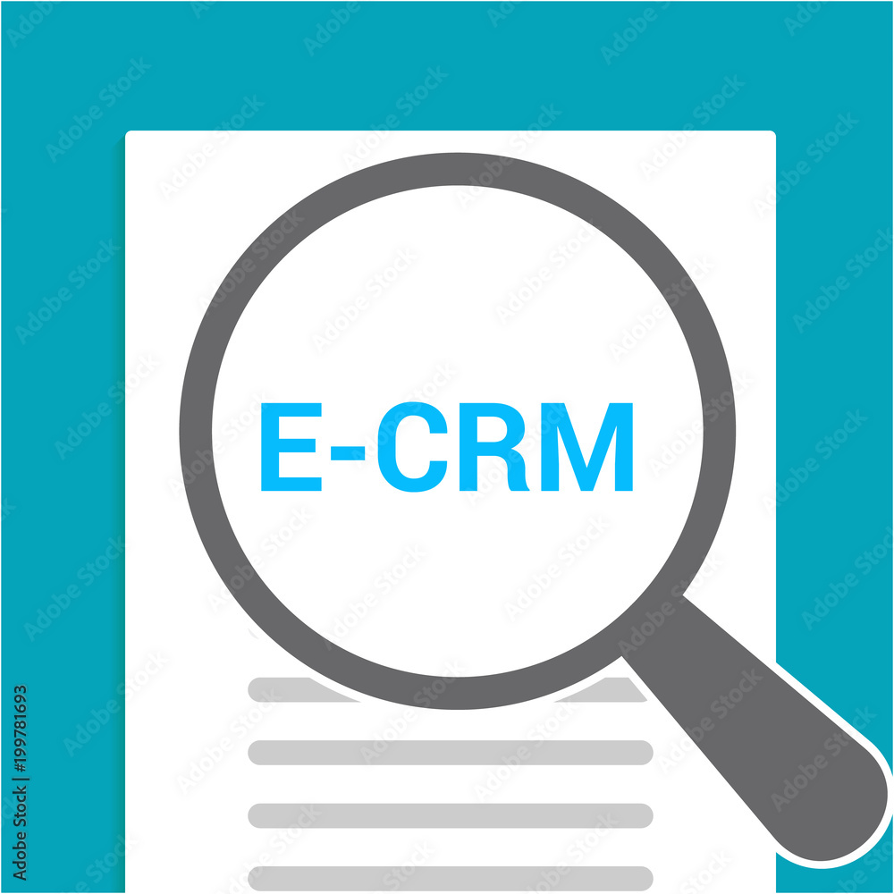 Finance Concept: Magnifying Optical Glass With Words E-crm Finance Concept: Magnifying Optical Glass With Words E-crm