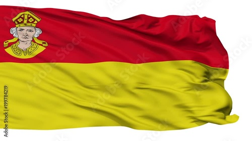 Hagenow flag, city of Germany, realistic animation isolated on white seamless loop - 10 seconds long (alpha channel is included) photo