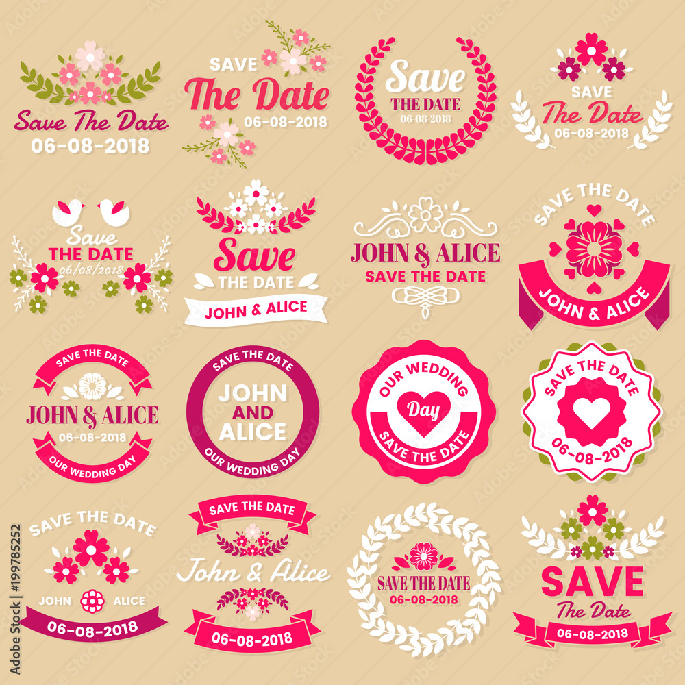 Naklejka premium Wedding Retro Vintage Vector Label
