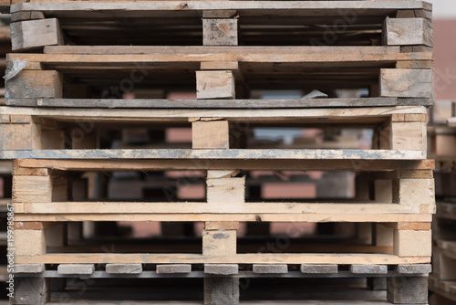 Used wooden euro pallets stacked