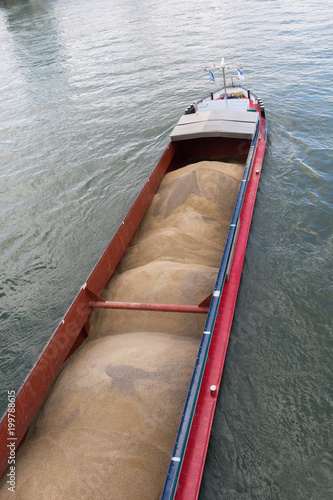 Cargo Ship Bulk Load River Rhine Cologne Germany Transportation Industrial Goods Water © mp_visuals