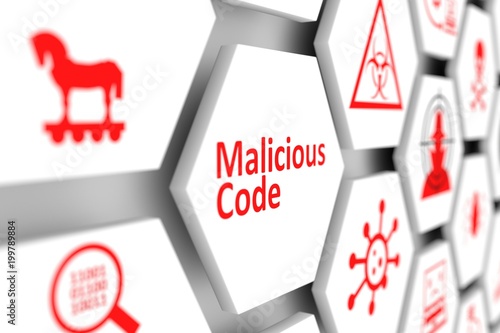 Фотография Malicious code concept cell blurred background 3d illustration