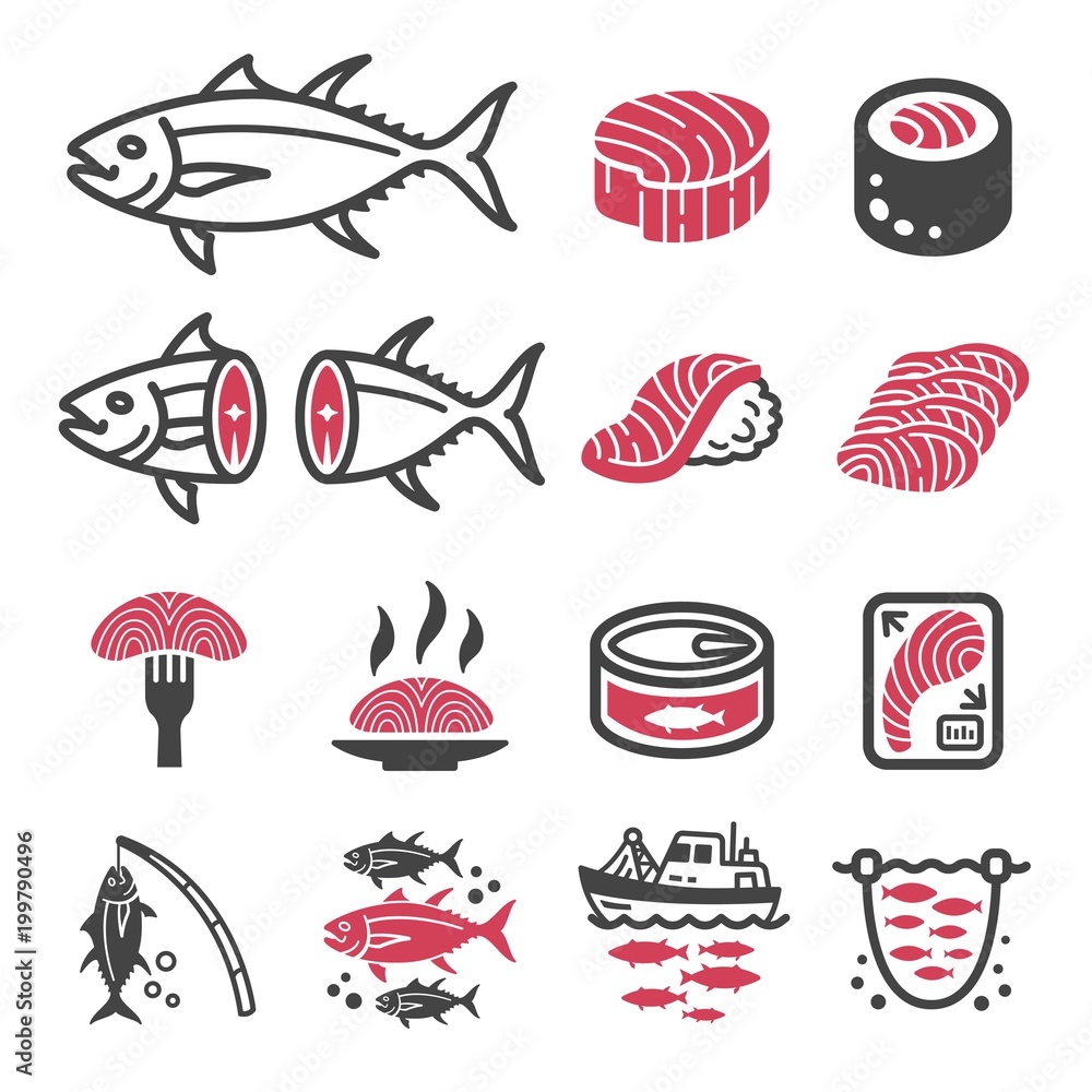 tuna icon set