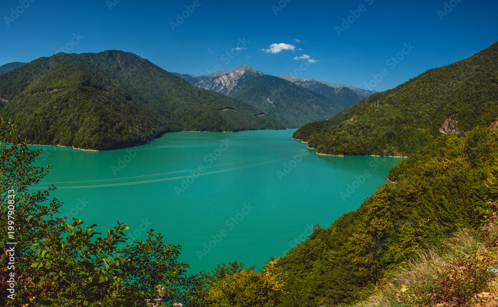Inguri reservoir in Upper Svaneti region, Georgia
