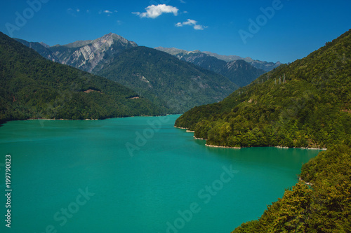 Inguri reservoir in Upper Svaneti region, Georgia