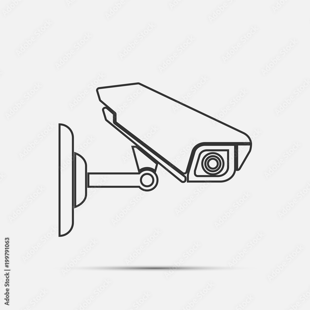 Cctv camera line isolated on white background.vector illustration Cctv camera line isolated on white background.vector illustration