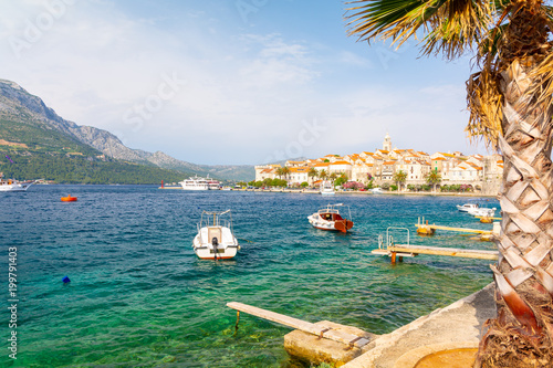Fototapeta Naklejka Na Ścianę i Meble -  view on Old Town of Korcula, Dalmatia, Croatia