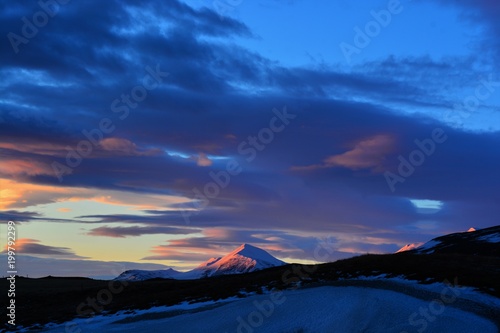 Early morning in Iceland with a view of the mountains