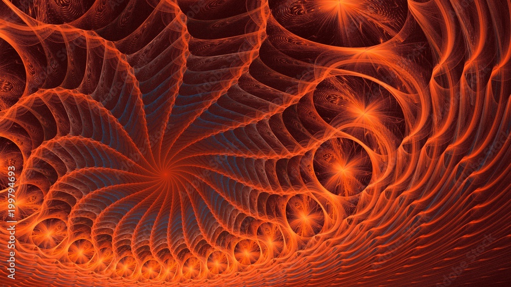 Obraz premium Spiralen und Blasen - Orange