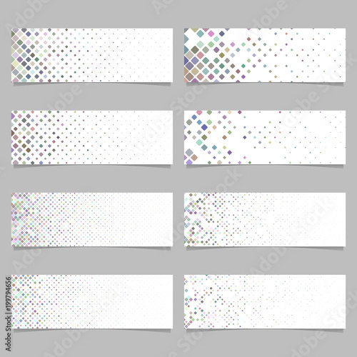 Abstract geometrical diagonal rounded square mosaic pattern banner background set
