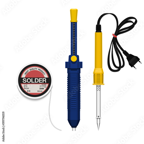 Set of solder equipment on transparent background
