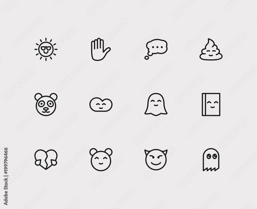 Emoji icons. Set of bubble emoji, broken heart love, cartoon character  panda vector sign symbols. Vector illustration of man emoticons set for  logo web mobile design. Stock Vector | Adobe Stock