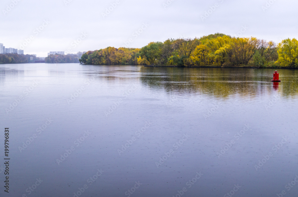 calm river at rainy autumn morning. background, nature. calm river at rainy autumn morning. background, nature.