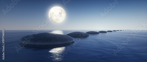 Steine im See bei Mondlicht © peterschreiber.media