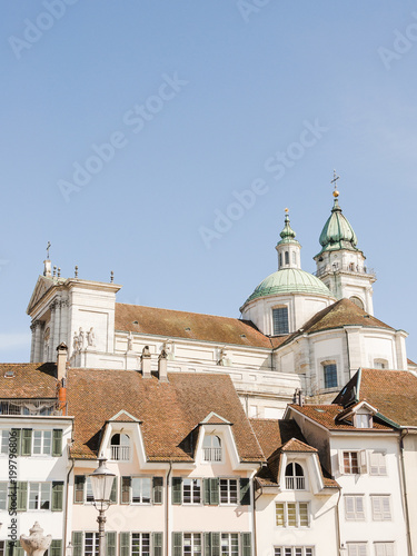 Solothurn, Kathedrale, Sankt Ursen-Kathedrale, Altstadt, Stadt, Altstadthäuser, Frühling, Schweiz