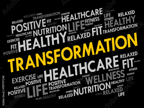 TRANSFORMATION word cloud, fitness, sport, health concept